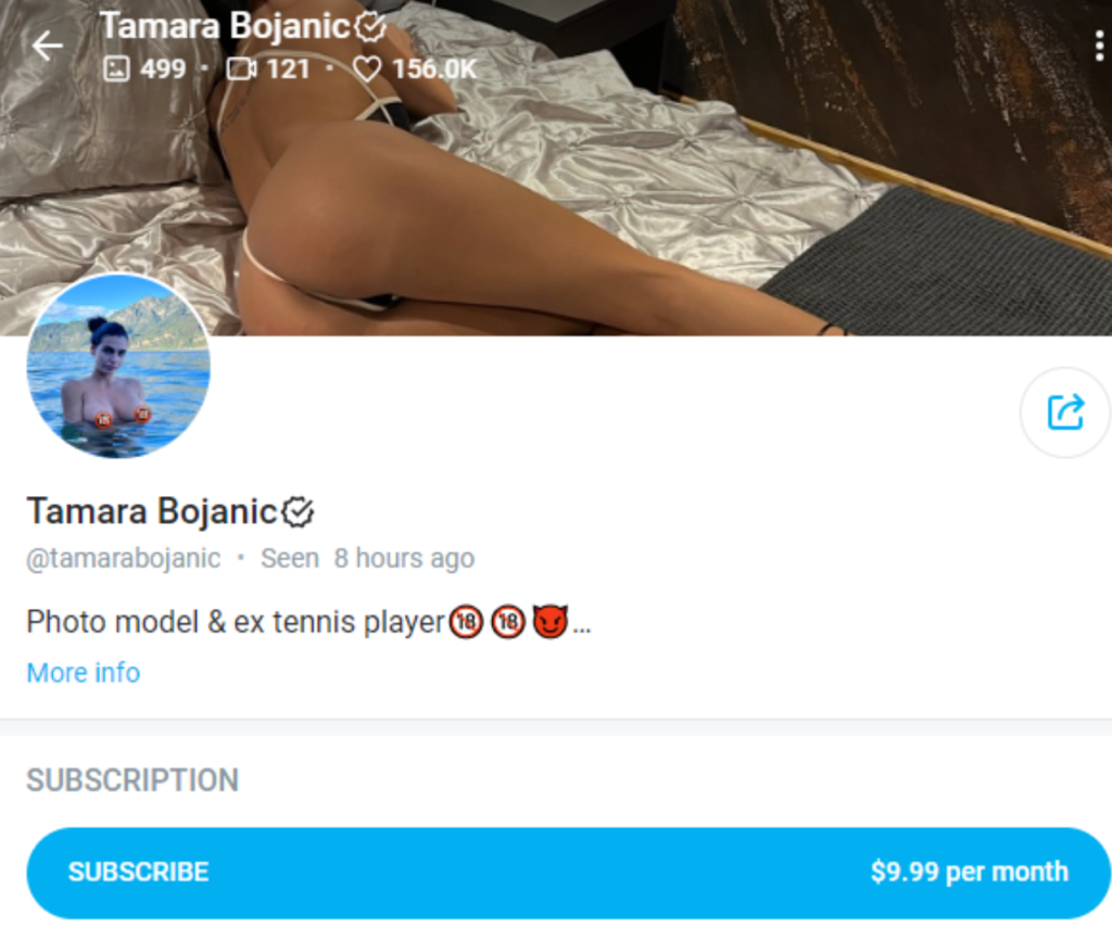 @tamarabojanic OnlyFans Page screenshot