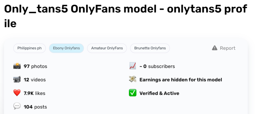 Statistiche Onlytans5 onlyfans