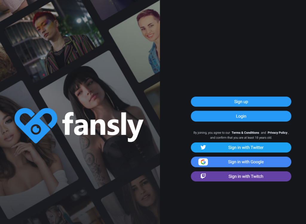 Première page du site alternatif Fansly OnlyFans