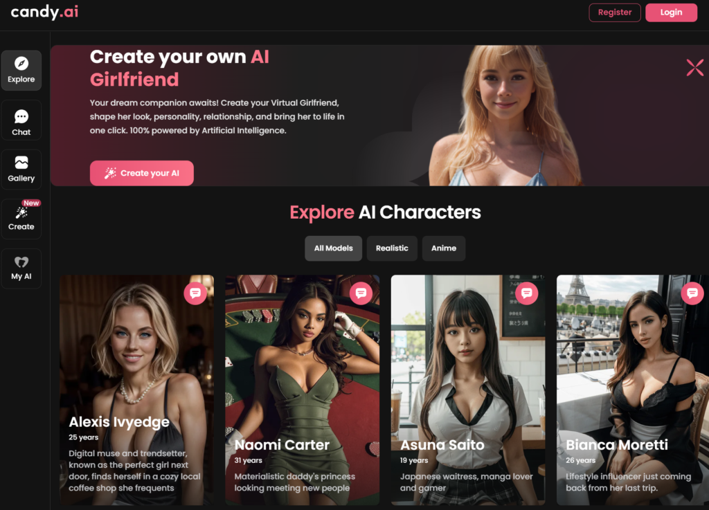 Il miglior chatbot porno AI chiamato Candy.ai